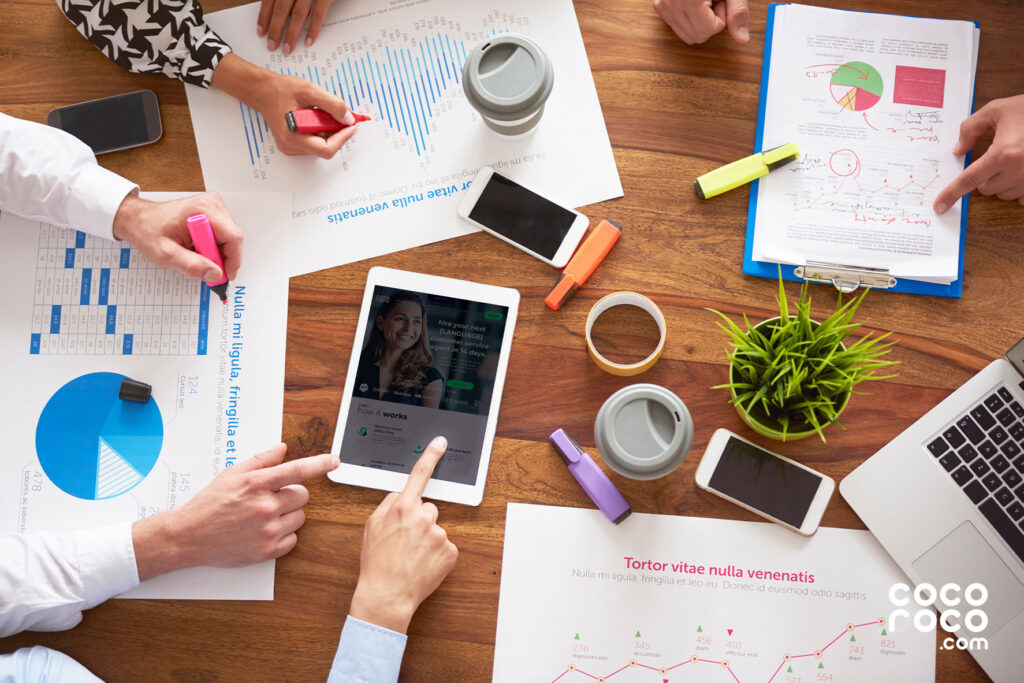 An image of a tabletop with planning activities underway